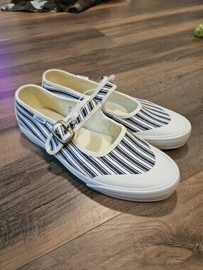 Vans Navy & White Striped Mary Jane Sneakers
